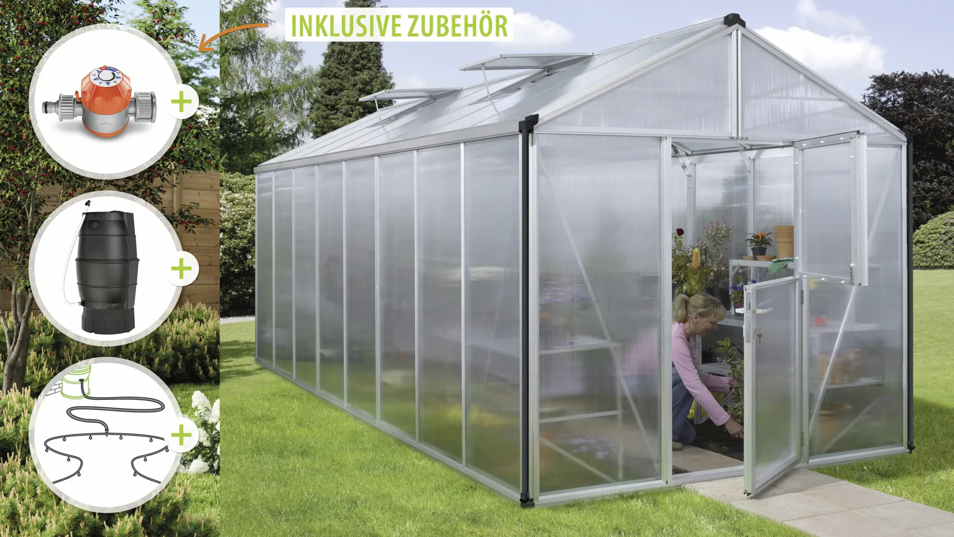 Vitavia Gewächshaus-Set Zeus 15700 HKP 10 mm alu 266 x 621 cm