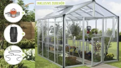 Vitavia Gewächshaus-Set Zeus 8100 ESG/HKP alu 266 x 324 cm