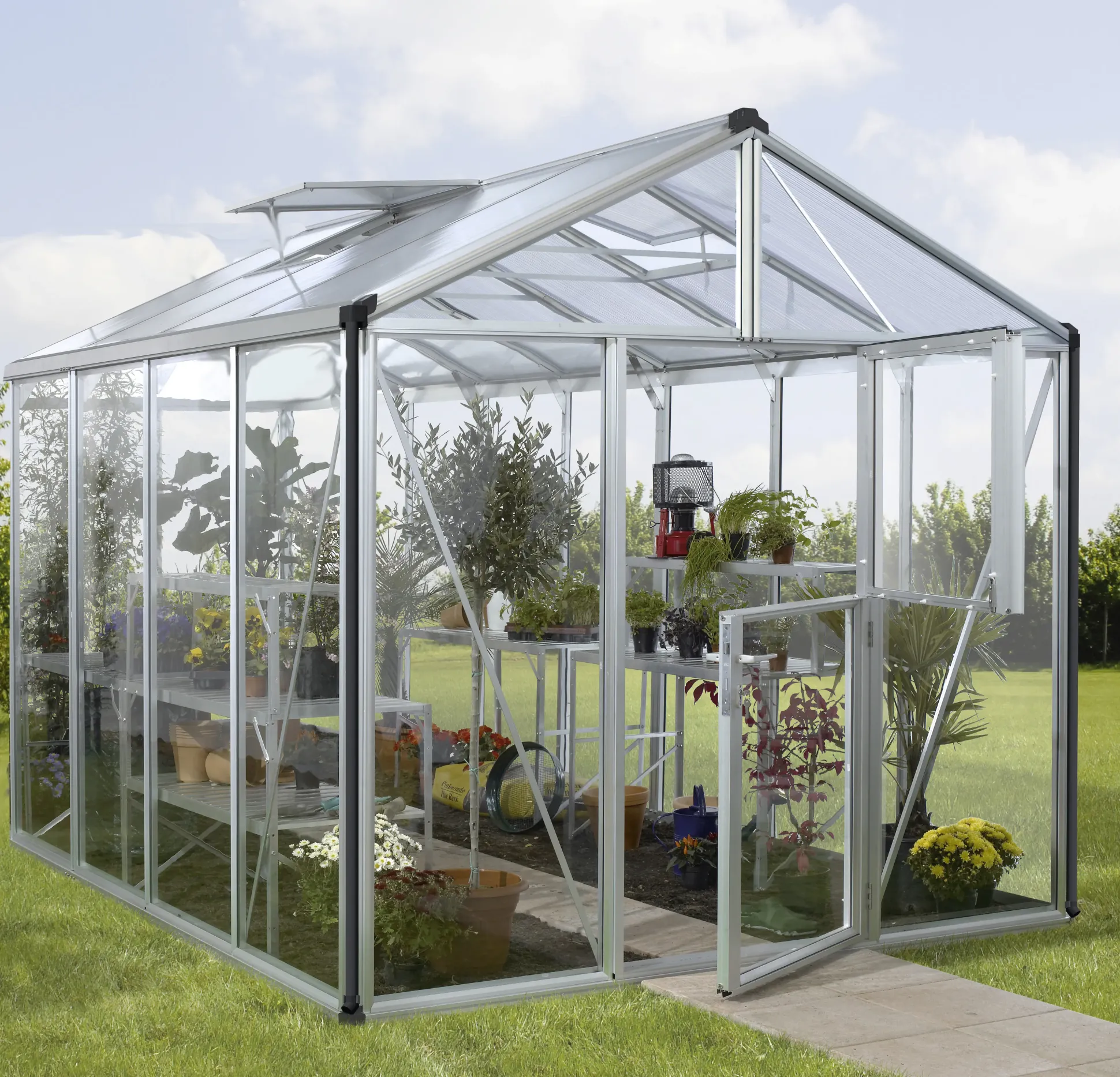 Vitavia Gewächshaus-Set Zeus 8100 ESG/HKP alu 266 x 324 cm