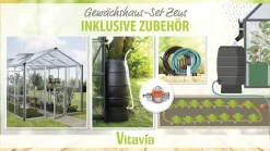Vitavia Gewächshaus-Set Zeus 11900 ESG/HKP alu 266 x 398 cm