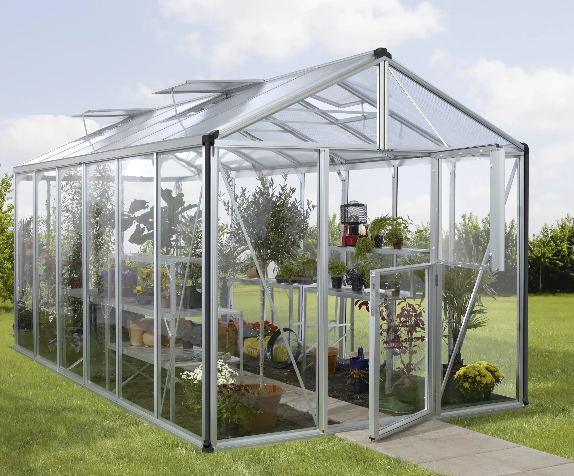 Vitavia Gewächshaus-Set Zeus 11900 ESG/HKP alu 266 x 398 cm
