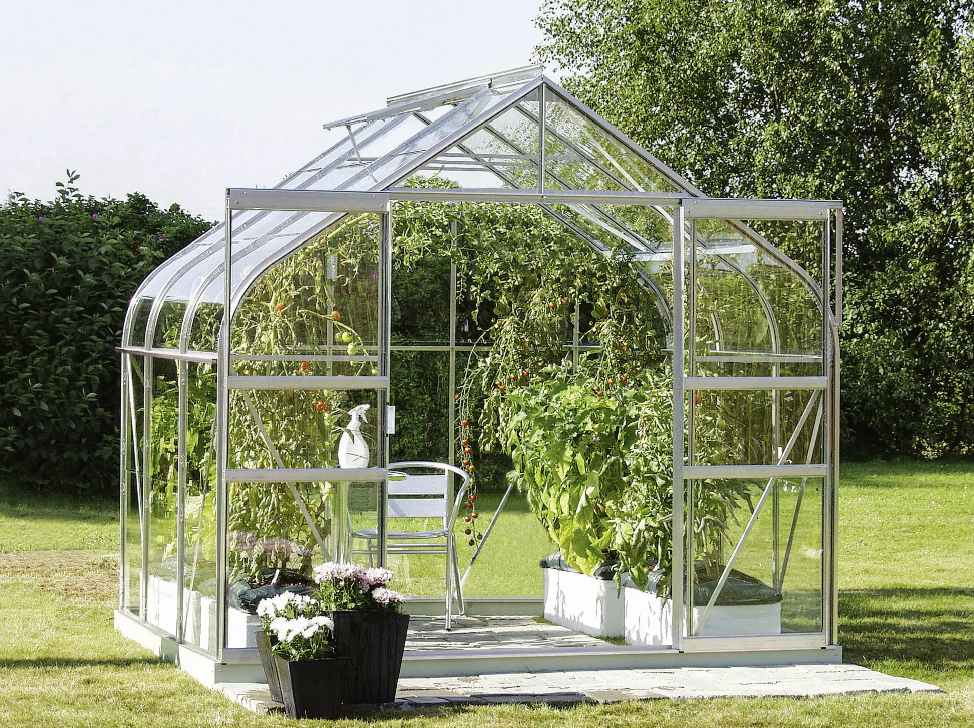 Vitavia Gewächshaus-Set-Set Dione 5000 ESG 3 mm alu 254 x 192 cm