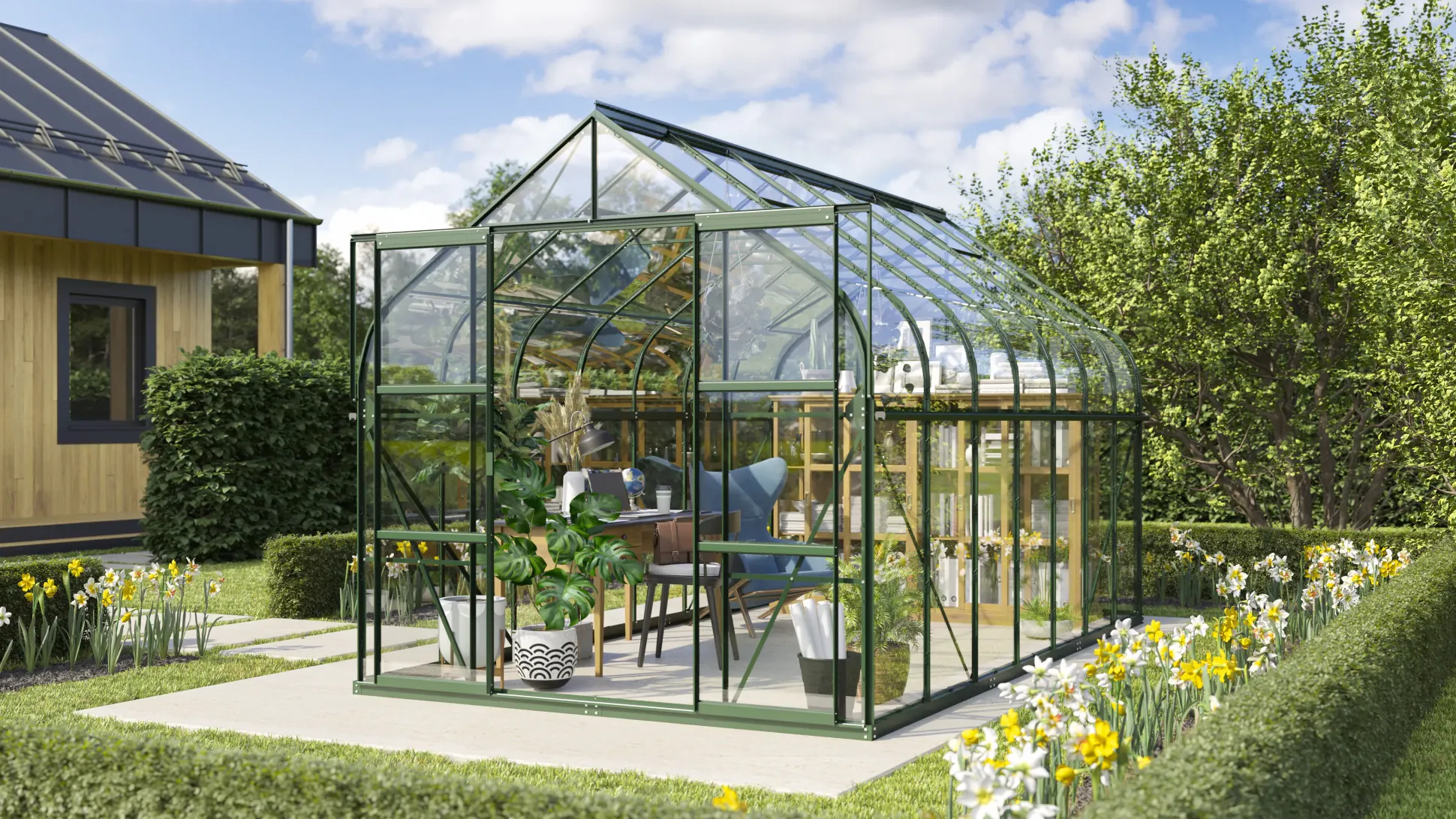 Vitavia Gewächshaus-Set-Set Dione 11500 ESG 3 mm smaragd 254 x 441 cm
