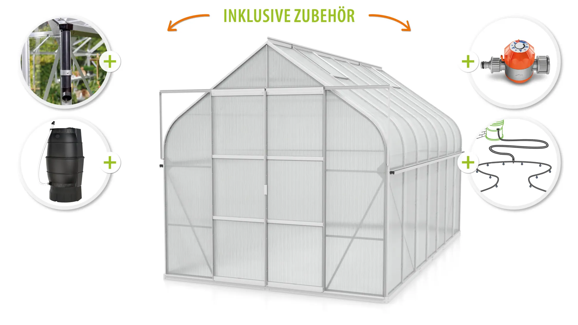 Vitavia Gewächshaus-Set-Set Dione 11500 HKP 4 mm alu 254 x 441 cm