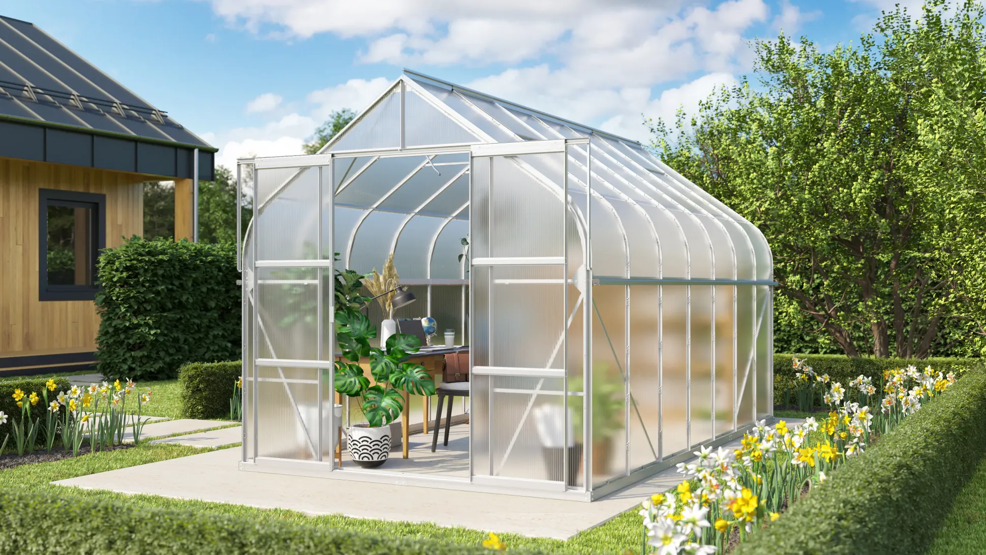 Vitavia Gewächshaus-Set-Set Dione 11500 HKP 4 mm alu 254 x 441 cm