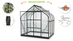 Vitavia Gewächshaus-Set-Set Dione 5000 ESG 3 mm schwarz 254 x 192 cm