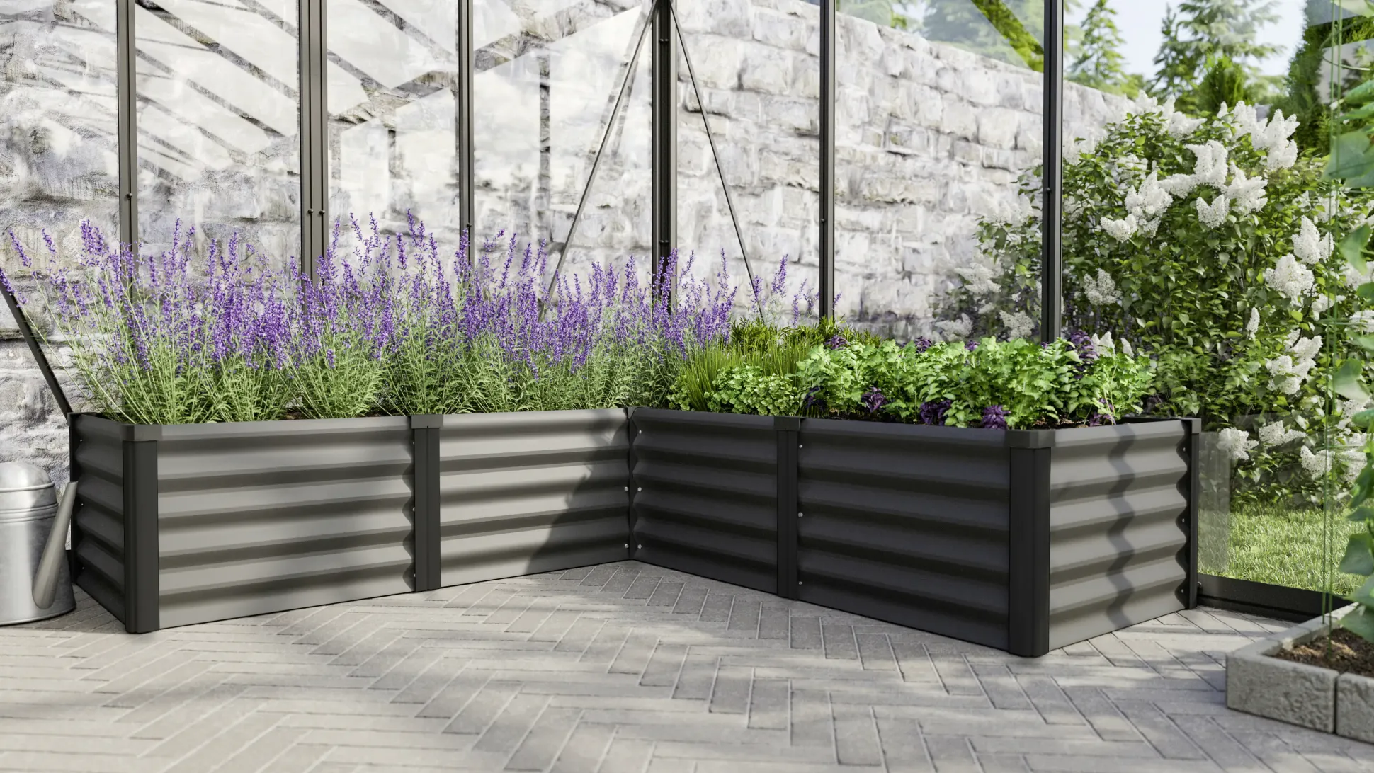 Vitavia Hochbeet Meta 185 x 185 x 40 cm granit schwarz