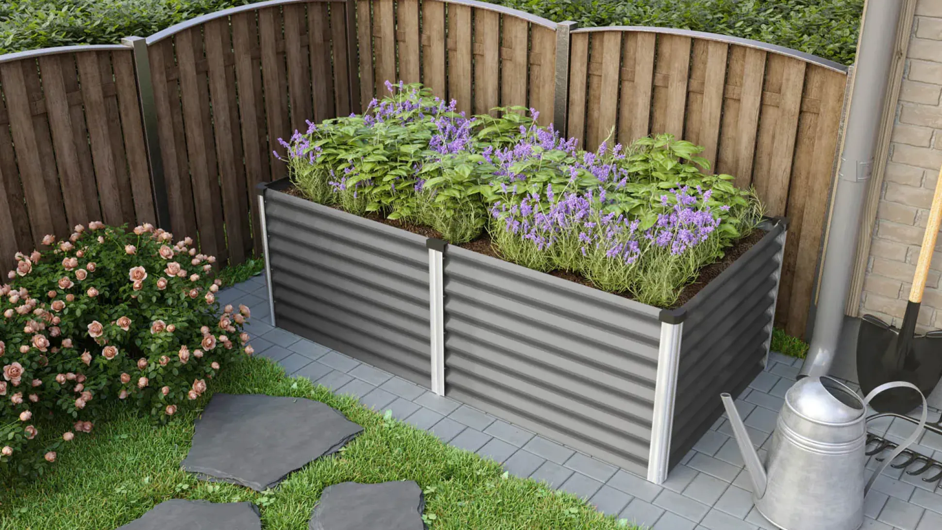 Vitavia Hochbeet Meta 96 x 188 x 63 cm granit aluminium