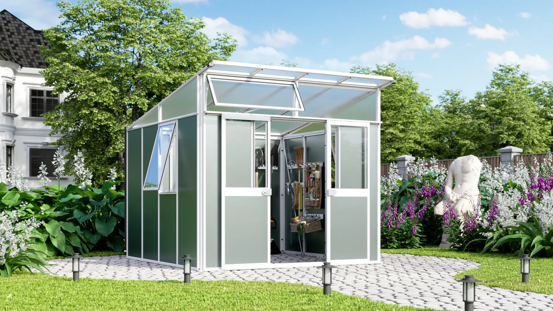 Vitavia Metallgerätehaus Kosmos 7800 salbei-grau 267 x 295 cm