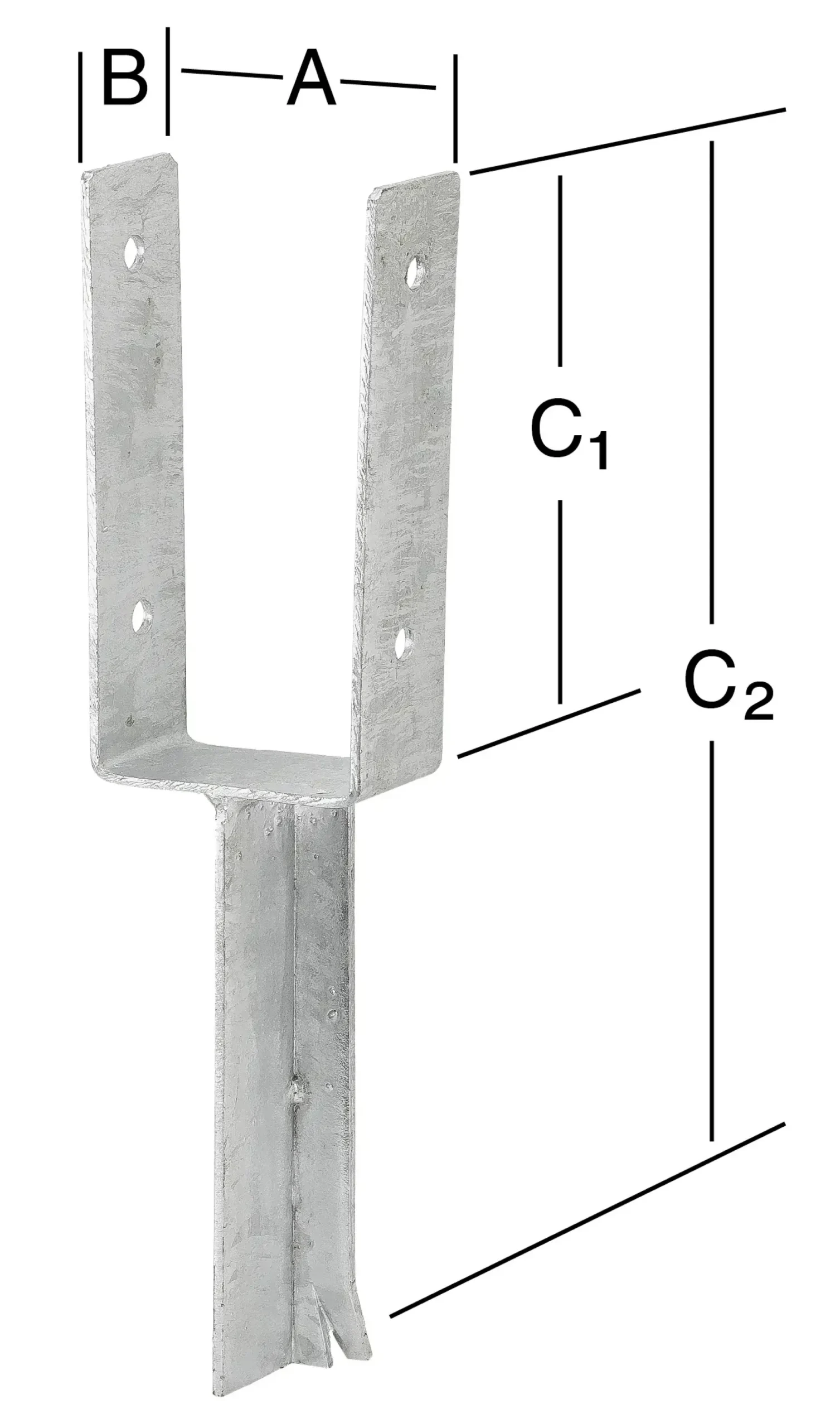 Vormann Schwere Stützenschuhe feuerverzinkt 91 x 50 x 205/405 mm