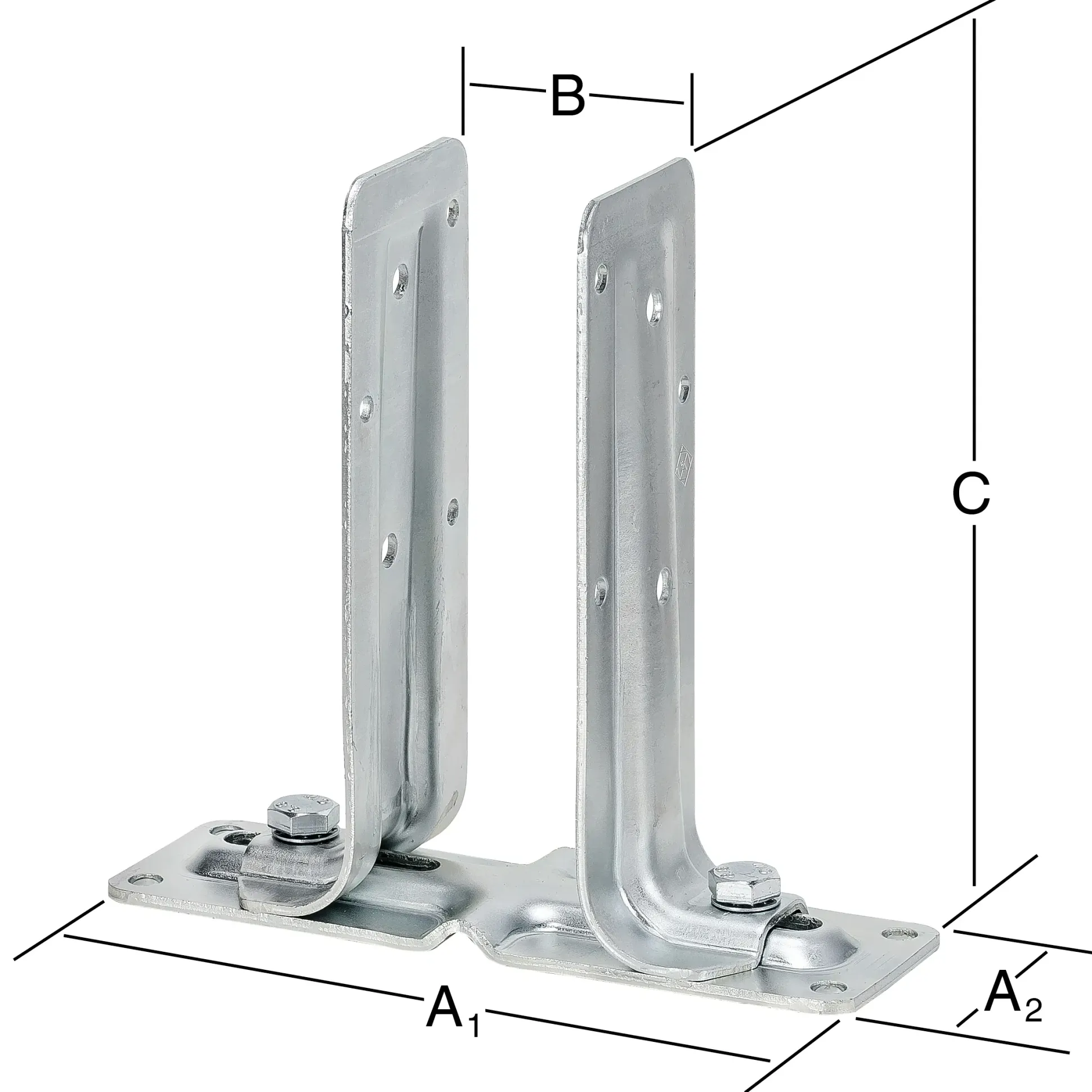 Vormann Verstellbare Stützenschuhe verzinkt 215/65 x 0-90 x 205 mm