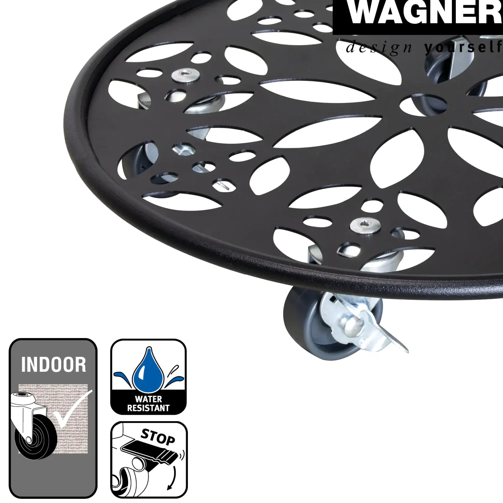 WAGNER Pflanzenroller Stahl rund Ø 30 cm Tragkraft bis max. 100 kg