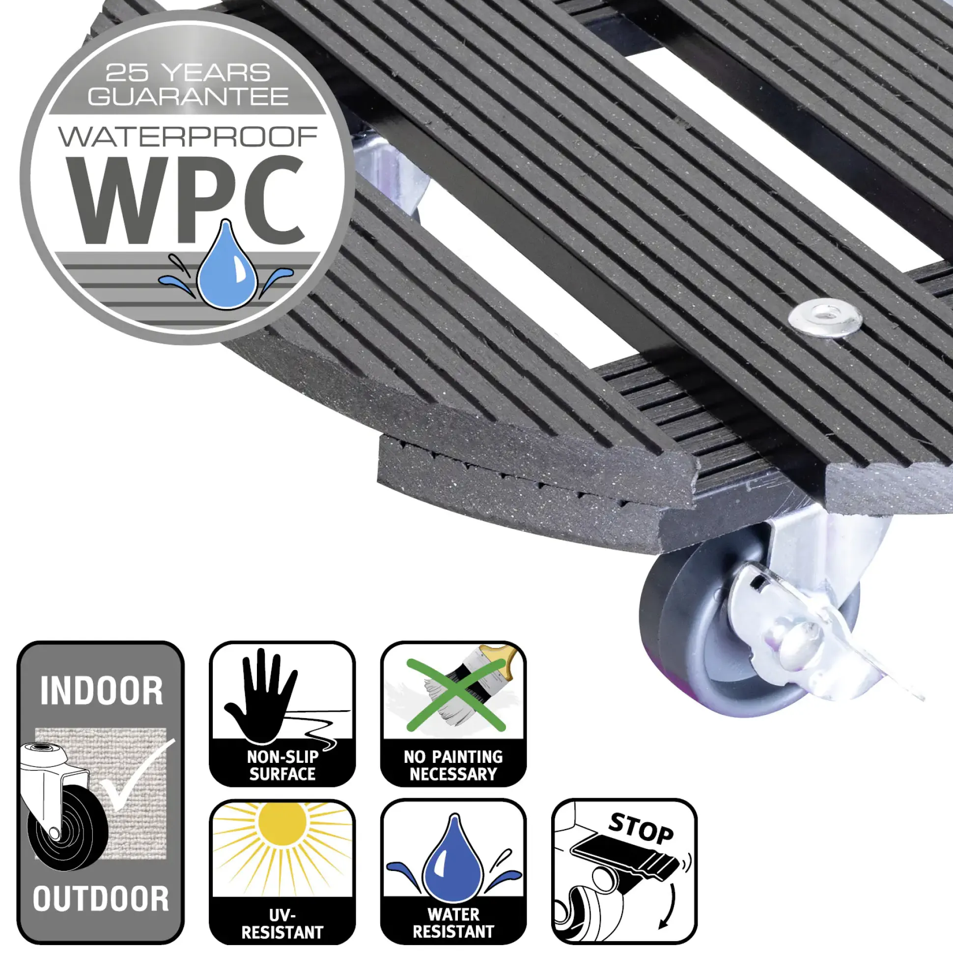 WAGNER Pflanzenroller WPC rund Ø 29 cm Tragkraft bis max. 100 kg
