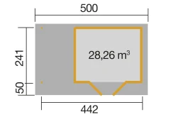 Weka Designhaus 126 A 442 x 241 cm grau mit Fußboden