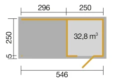 Weka Designhaus Wekaline 413 B 546 x 250 cm anthrazit mit Fußboden