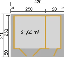Weka Gartenhaus Luisa 370 x 250 cm anthrazit mit Fußboden