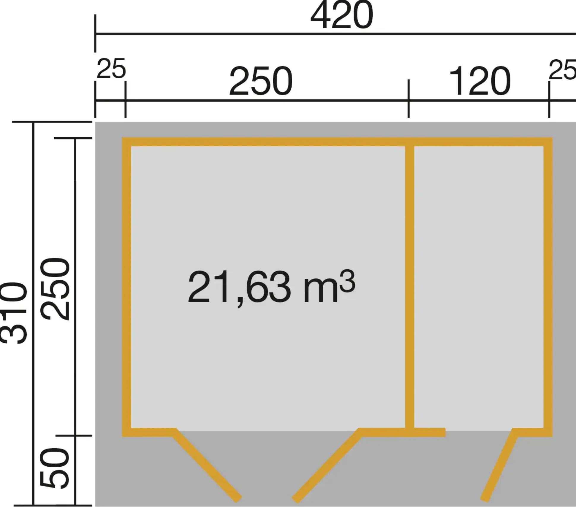 Weka Gartenhaus Luisa 370 x 250 cm anthrazit mit Fußboden