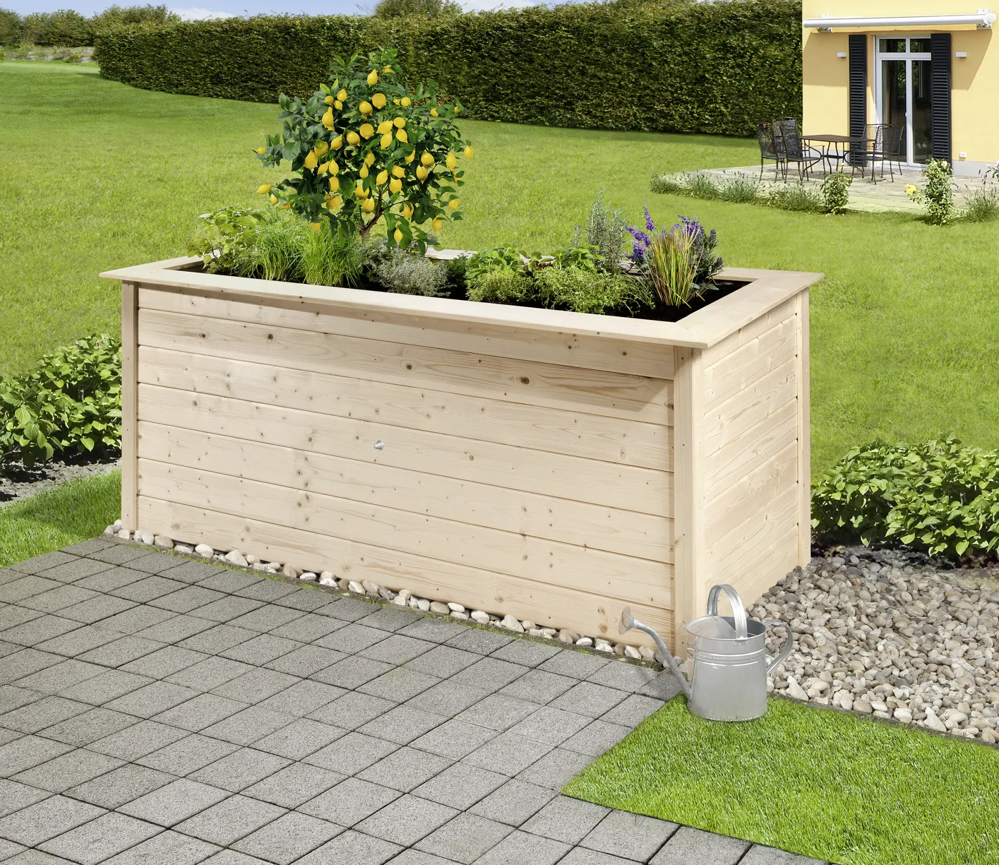Weka Hochbeet 28 205 x 80 x 81 cm natur mit Noppenbahn, Wühlmausschutz