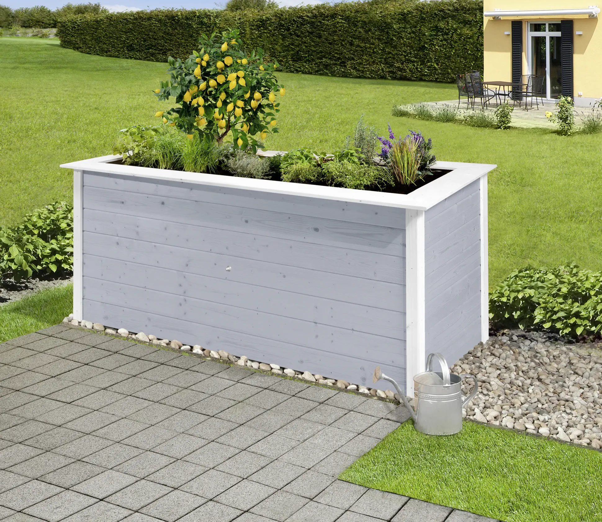 Weka Hochbeet 28 205 x 80 x 81 cm grau mit Noppenbahn, Wühlmausschutz