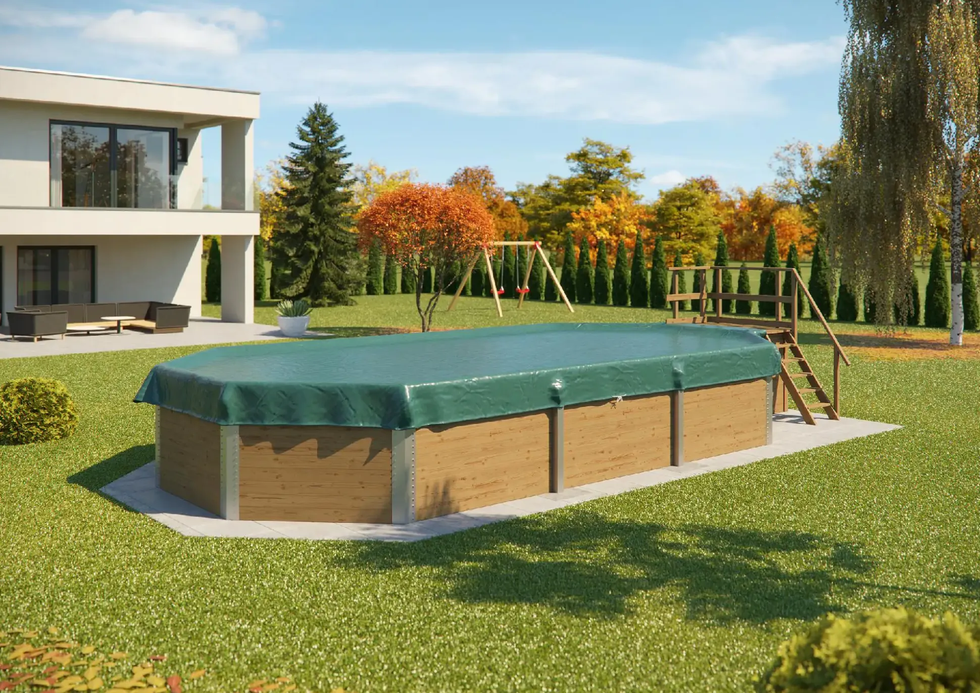 Weka Massivholzpool-Set Barbados 850 x 376 x 116 cm inkl. Sandfilteranlage