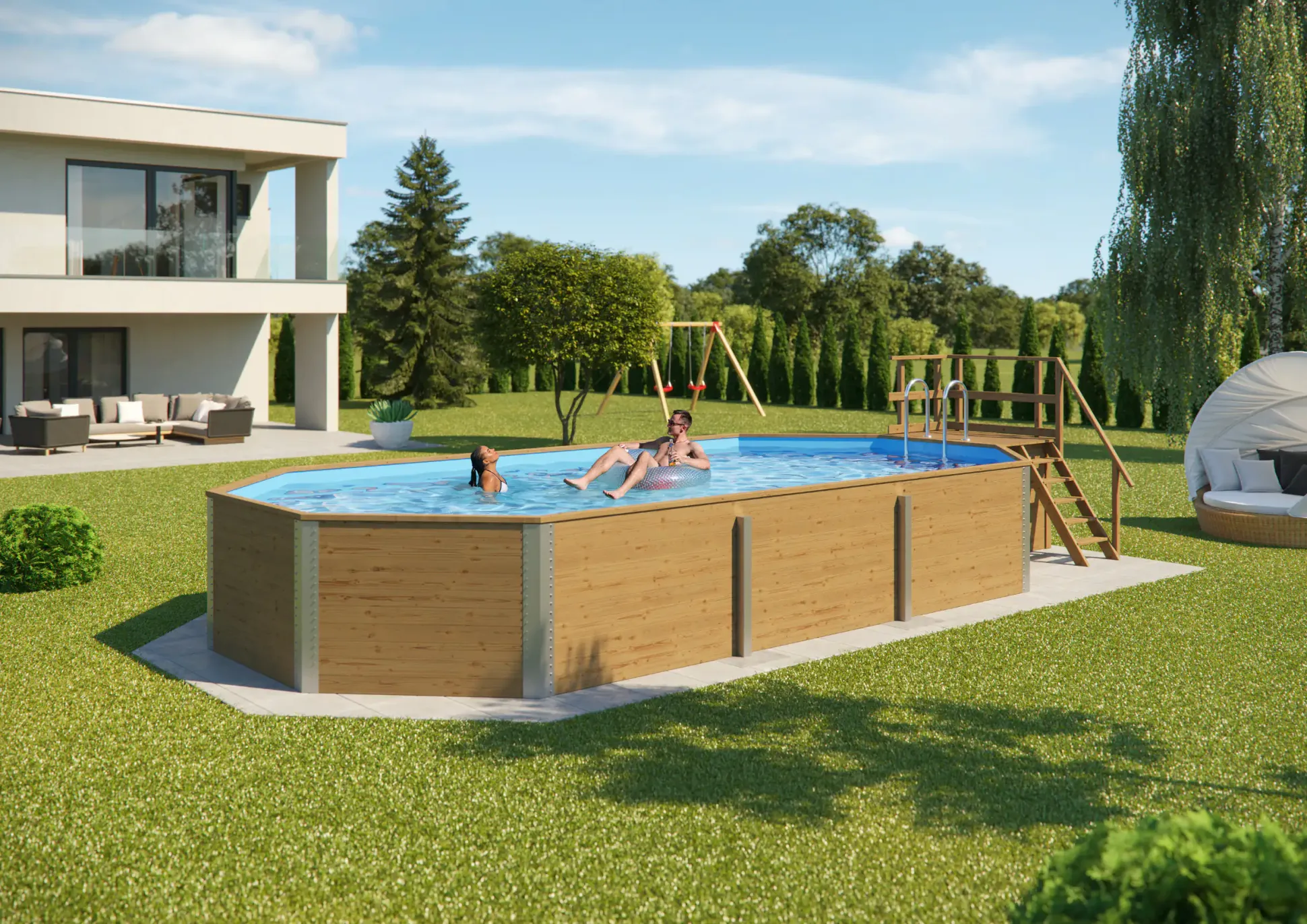 Weka Massivholzpool-Set Barbados 850 x 376 x 116 cm inkl. Sandfilteranlage