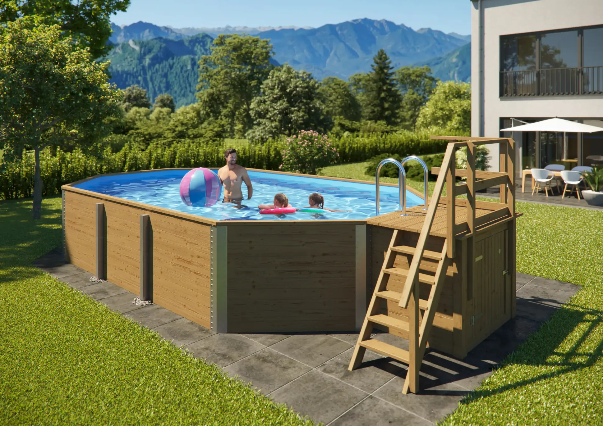 Weka Massivholzpool-Set Grenada 714 x 376 x 116 cm inkl. Sandfilteranlage