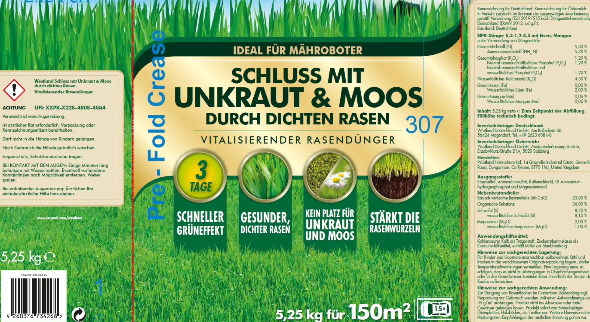Westland Schluss mit Unkraut & Moos Dünger 150 für m² 5,25 kg
