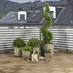Windhager Balkonsichtschutz Sylt 0,9 x 5 m grau/weiß
