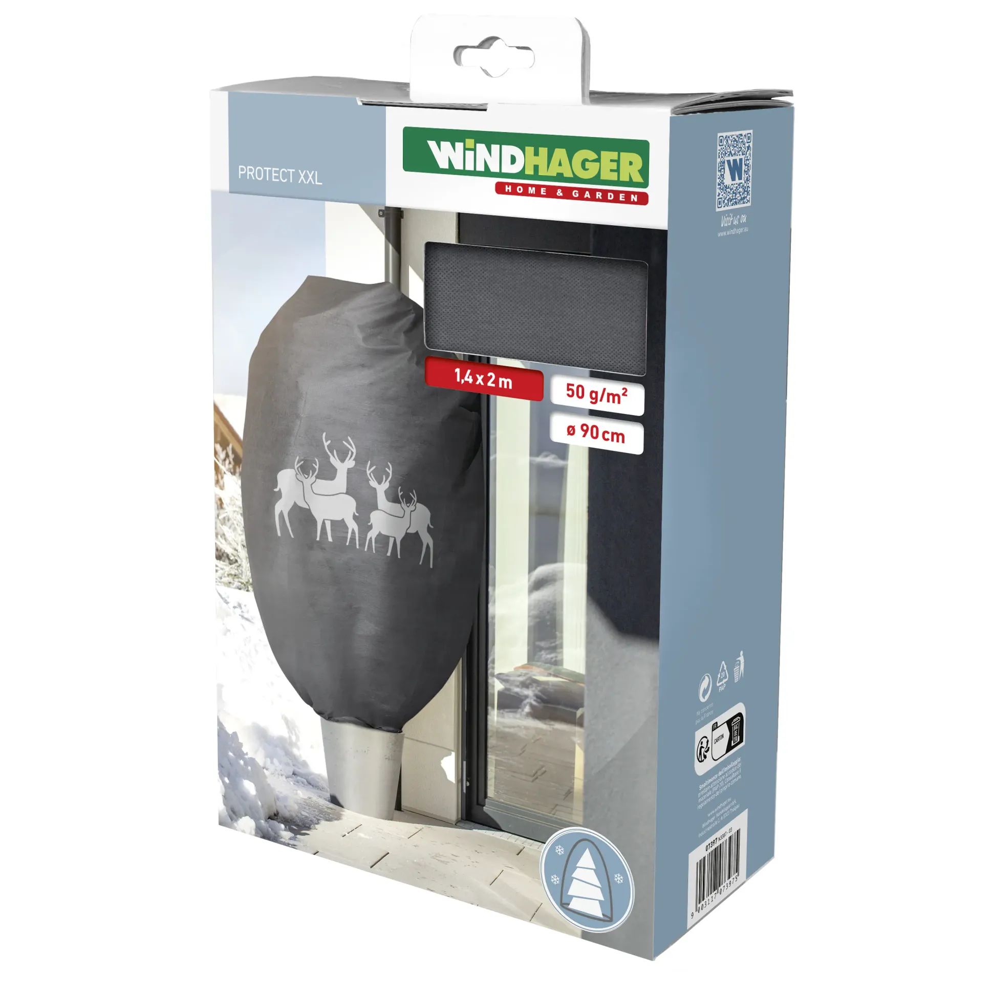 Windhager Deko-Haube Protect XXL 1,4 x 2 m, grau mit Hirschmotiv